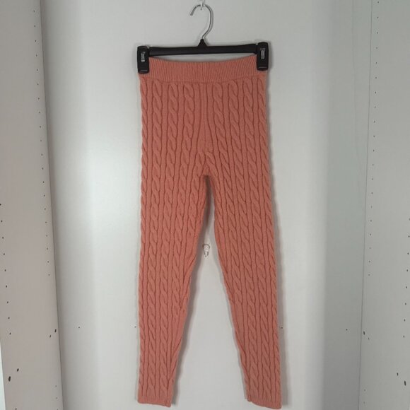 Cozy Cable Knit Hooded Crop Top & Legging Set – Blush Pink – Size Small - Picture 11 of 16